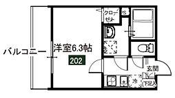 MELDIA中央区祐光4丁目 1Kの間取図画像