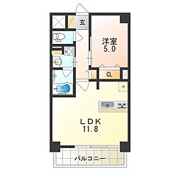 JR東西線 御幣島駅 徒歩4分の賃貸マンション 5階1LDKの間取り