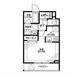 プレール・ドゥーク新中野2 ワンルームの間取図画像