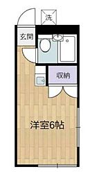 美しの森ハウスB棟 ワンルームの間取図画像