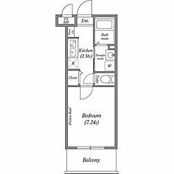 JM高輪レジデンス 1階1Kの間取り