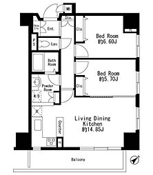 ハウス桃李 2LDKの間取図画像