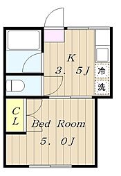 シティハイムコウガクA 1Kの間取図画像