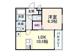 JR片町線(学研都市線) 津田駅 徒歩8分の賃貸アパート 1階1LDKの間取り