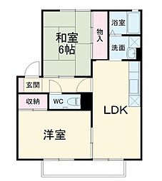 ドミール西平A 2DKの間取図画像