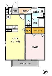 サンフィールド 1LDKの間取図画像