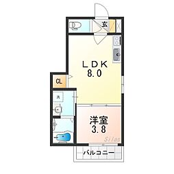 近鉄大阪線 弥刀駅 徒歩3分の賃貸アパート 2階1LDKの間取り