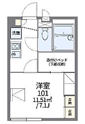 レオパレスサンチェリー 1Kの間取図画像