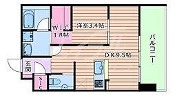 ベネチア天満橋 1DKの間取図画像
