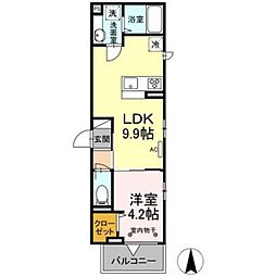 ときわぎIII 2階1LDKの間取り