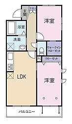 アプリコット・ベレオ 1階2LDKの間取り