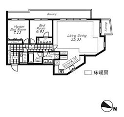 ビバリーホームズ広尾 4階2LDKの間取り