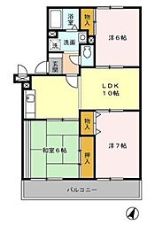 グランメール藤原 2階3LDKの間取り