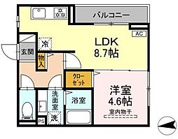 D Paina 田尻町 1LDKの間取図画像
