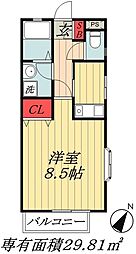 東京メトロ東西線 妙典駅 徒歩15分の賃貸アパート 1階1Kの間取り