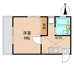 クレール中山 1階1Kの間取り