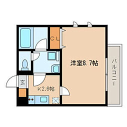 東武東上線 上板橋駅 徒歩6分の賃貸マンション 2階1Kの間取り
