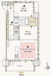 クリオラベルヴィ上野松が谷 1LDKの間取図画像