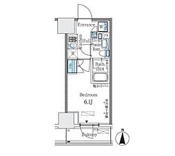 パークキューブ大井町レジデンス 9階1Kの間取り