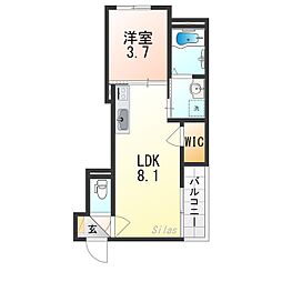 yumaison west 1LDKの間取図画像
