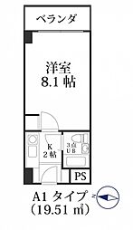 ビジネス・ワン六本松 5階1Kの間取り