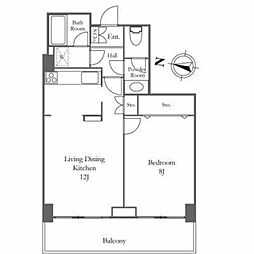 リバーシティ21イーストタワーズ8棟 14階1LDKの間取り