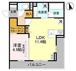 川越市新宿町1丁目アパート 1LDKの間取図画像