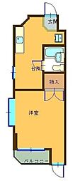 ハイツ赤堤 2階1Kの間取り