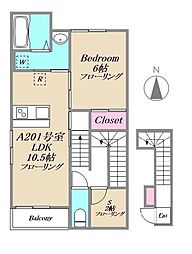 Ｋｏｓｕｇｉ−ｕｎ 2階1SLDKの間取り