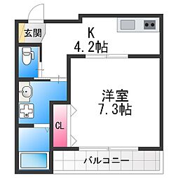 堺市堺区一条通アパート 1Kの間取図画像