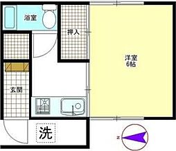三光荘2号 2階1Kの間取り