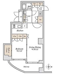 アパートメンツ綱島 1LDKの間取図画像
