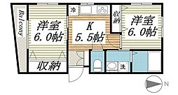 田島ビル 2階2Kの間取り