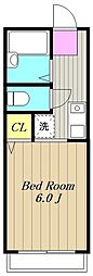 玉川学園アパート 1Kの間取図画像