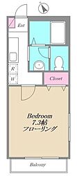 ソレイユ東山 1Kの間取図画像