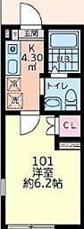 HM Base鶴ヶ峰 1Kの間取図画像