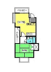 TAORMINA 1階1DKの間取り