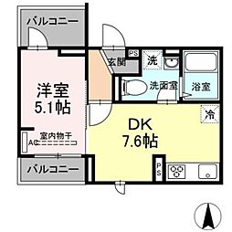 アンジュール蒲田 1DKの間取図画像