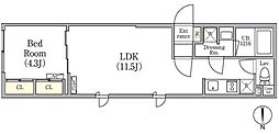 R78番館白金高輪 1LDKの間取図画像