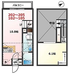 松戸市新松戸7丁目アパート ワンルームの間取図画像