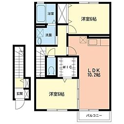 ウィスタリア 2LDKの間取図画像