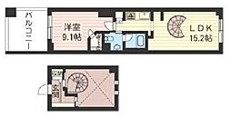 レジデンスシャルマン月島 3階1LDKの間取り