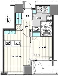 ホワイトタワー浜松町 1LDKの間取図画像