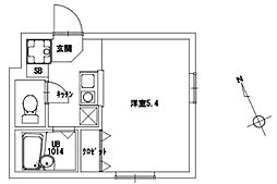 フラットテラス.A ワンルームの間取図画像
