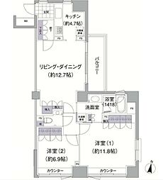 アビティ目黒 4階2LDKの間取り
