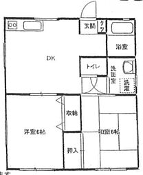 グリーンハイツ 2DKの間取図画像