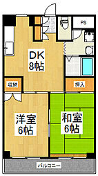諏訪ハイム13 2DKの間取図画像