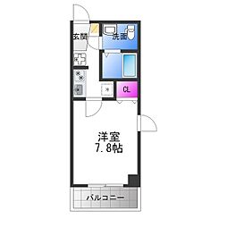 アヴェニール瓜破 1Kの間取図画像