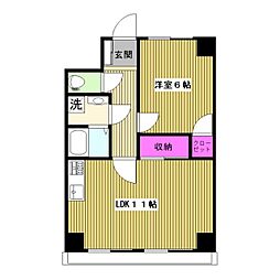 木下ビルAccess 1LDKの間取図画像