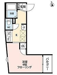 BRUN西新井 1階1Kの間取り
